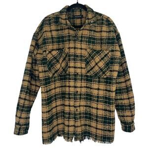 Pacsun Wooly Green Beige Plaid Men's Jacket Size Large Punk Skater